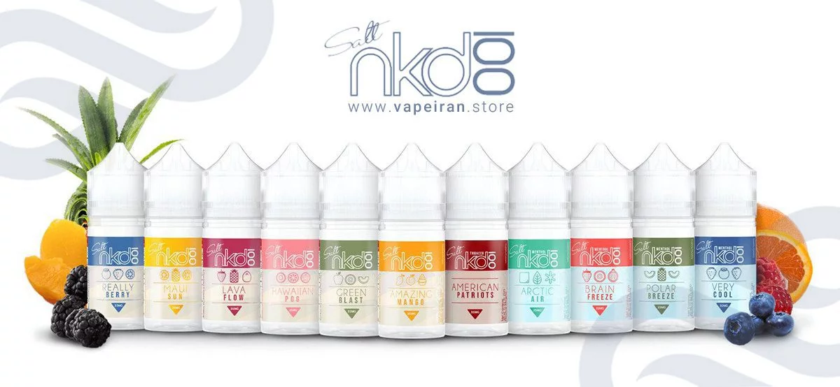 سالت نیکد طعم توتفرنگی، نارگیل و آناناس NKD100 LavaFlow nkd100 eliquid saltnic banner vapeiran